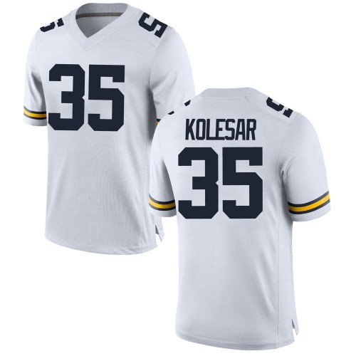 Caden Kolesar Michigan Wolverines Men's NCAA #35 White Game Brand Jordan College Stitched Football Jersey SYQ7254DF